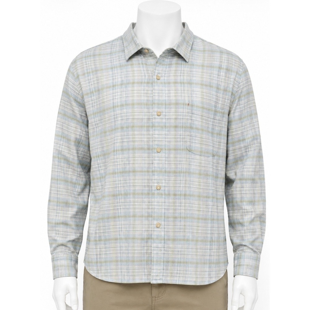 TOMMY BAHAMA Men's Long Sleeve Flannel Shirt Jacket 3XL Green Blue Cream Relax